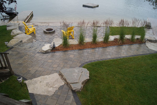 River's Edge Garden Centre by Paul Berberich Landscaping,Hanover Ontario, Walkerton Ontario, Gery-Bruce, interlocking walkway, Natural Stone, Retaining wall, firepit, Arbel Paver By Permacon